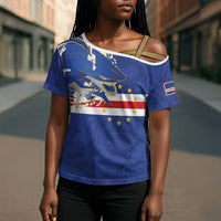 Custom Cape Verde National Football Cross Shoulder Shirt Glory Blue Sharks - Wonder Print Shop