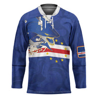 Custom Cape Verde National Football Hockey Jersey Glory Blue Sharks - Wonder Print Shop