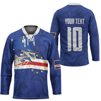 Custom Cape Verde National Football Hockey Jersey Glory Blue Sharks - Wonder Print Shop