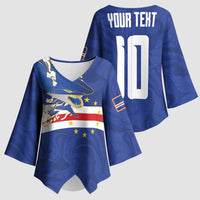 Custom Cape Verde National Football Kimono Sleeve Blouse Glory Blue Sharks - Wonder Print Shop