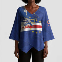 Custom Cape Verde National Football Kimono Sleeve Blouse Glory Blue Sharks - Wonder Print Shop