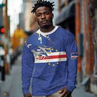 Custom Cape Verde National Football Long Sleeve Shirt Glory Blue Sharks - Wonder Print Shop