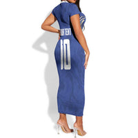 Custom Cape Verde National Football Short Sleeve Bodycon Dress Glory Blue Sharks - Wonder Print Shop
