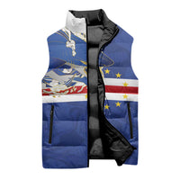 Custom Cape Verde National Football Sleeveless Puffer Jacket Glory Blue Sharks - Wonder Print Shop
