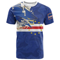 Custom Cape Verde National Football T shirt Glory Blue Sharks - Wonder Print Shop