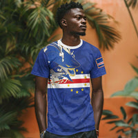 Custom Cape Verde National Football T shirt Glory Blue Sharks - Wonder Print Shop