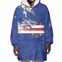 Custom Cape Verde National Football Wearable Blanket Hoodie Glory Blue Sharks - Wonder Print Shop