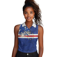 Custom Cape Verde National Football Women Sleeveless Polo Shirt Glory Blue Sharks - Wonder Print Shop