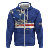 Custom Cape Verde National Football Zip Hoodie Glory Blue Sharks - Wonder Print Shop