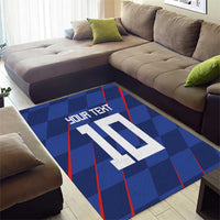 Custom Croatia National Football Area Rug The Checkered Blue Version - Wonder Print Shop