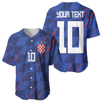 Custom Croatia National Football Baseball Jersey The Checkered Blue Version - Wonder Print Shop