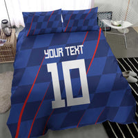 Custom Croatia National Football Bedding Set The Checkered Blue Version - Wonder Print Shop