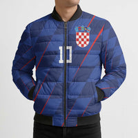 Custom Croatia National Football Bomber Puffer Jacket The Checkered Blue Version - Wonder Print Shop