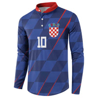 Custom Croatia National Football Button Sweatshirt The Checkered Blue Version - Wonder Print Shop