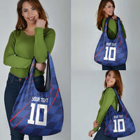 Custom Croatia National Football Grocery Bag The Checkered Blue Version - Wonder Print Shop