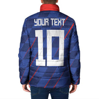 Custom Croatia National Football Padded Jacket The Checkered Blue Version - Wonder Print Shop