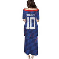 Custom Croatia National Football Puletasi The Checkered Blue Version - Wonder Print Shop