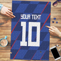 Custom Croatia National Football Puzzle The Checkered Blue Version - Wonder Print Shop