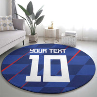 Custom Croatia National Football Round Carpet The Checkered Blue Version - Wonder Print Shop