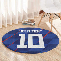 Custom Croatia National Football Round Carpet The Checkered Blue Version - Wonder Print Shop