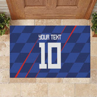 Custom Croatia National Football Rubber Doormat The Checkered Blue Version - Wonder Print Shop