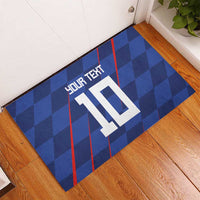 Custom Croatia National Football Rubber Doormat The Checkered Blue Version - Wonder Print Shop