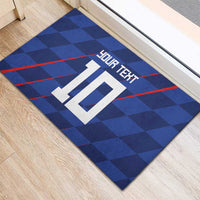 Custom Croatia National Football Rubber Doormat The Checkered Blue Version - Wonder Print Shop
