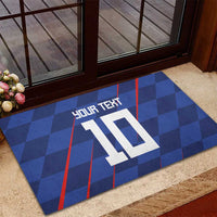 Custom Croatia National Football Rubber Doormat The Checkered Blue Version - Wonder Print Shop