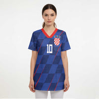 Custom Croatia National Football Scrub Top The Checkered Blue Version - Wonder Print Shop