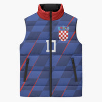 Custom Croatia National Football Sleeveless Puffer Jacket The Checkered Blue Version - Wonder Print Shop