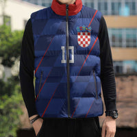 Custom Croatia National Football Sleeveless Puffer Jacket The Checkered Blue Version - Wonder Print Shop