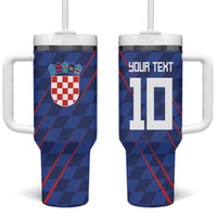 Custom Croatia National Football Tumbler With Handle The Checkered Blue Version - Wonder Print Shop
