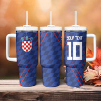 Custom Croatia National Football Tumbler With Handle The Checkered Blue Version - Wonder Print Shop