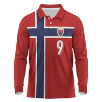 Custom Norway Football Long Sleeve Polo Shirt Cross Nordic Knot Pattern National Flag Style