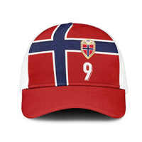 Custom Norway Football Mesh Trucker Cap Cross Nordic Knot Pattern National Flag Style