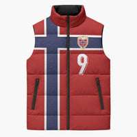 Custom Norway Football Sleeveless Puffer Jacket Cross Nordic Knot Pattern National Flag Style