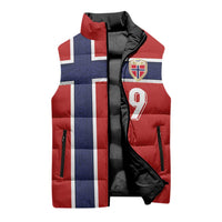 Custom Norway Football Sleeveless Puffer Jacket Cross Nordic Knot Pattern National Flag Style