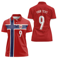 Custom Norway Football Women Polo Shirt Cross Nordic Knot Pattern National Flag Style