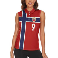 Custom Norway Football Women Sleeveless Polo Shirt Cross Nordic Knot Pattern National Flag Style