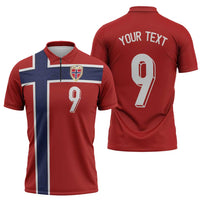 Custom Norway Football Zipper Polo Shirt Cross Nordic Knot Pattern National Flag Style