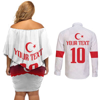 Turkey Football 2024 Go Champion Couples Matching Off Shoulder Short Dress and Long Sleeve Button Shirt - Wonder Print Shop