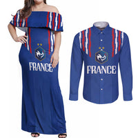 France Football 2024 Go Champion Couples Matching Off Shoulder Maxi Dress and Long Sleeve Button Shirt - Wonder Print Shop