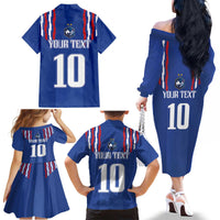 France Football 2024 Go Champion Family Matching Off The Shoulder Long Sleeve Dress and Hawaiian Shirt - Wonder Print Shop