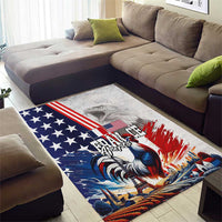 French-American Heritage Month Area Rug National Flags Style with Rooster and Bald Eagle - Wonder Print Shop