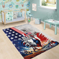 French-American Heritage Month Area Rug National Flags Style with Rooster and Bald Eagle - Wonder Print Shop