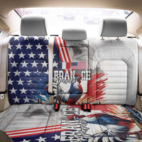 French-American Heritage Month Back Car Seat Cover National Flags Style with Rooster and Bald Eagle - Wonder Print Shop