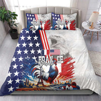 French-American Heritage Month Bedding Set National Flags Style with Rooster and Bald Eagle - Wonder Print Shop