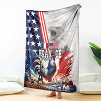 French-American Heritage Month Blanket National Flags Style with Rooster and Bald Eagle - Wonder Print Shop