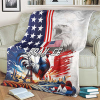 French-American Heritage Month Blanket National Flags Style with Rooster and Bald Eagle - Wonder Print Shop