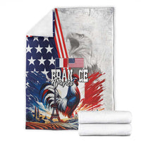 French-American Heritage Month Blanket National Flags Style with Rooster and Bald Eagle - Wonder Print Shop